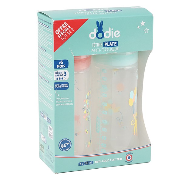 Dodie Biberon Tétine plate débit rapide 330 ml