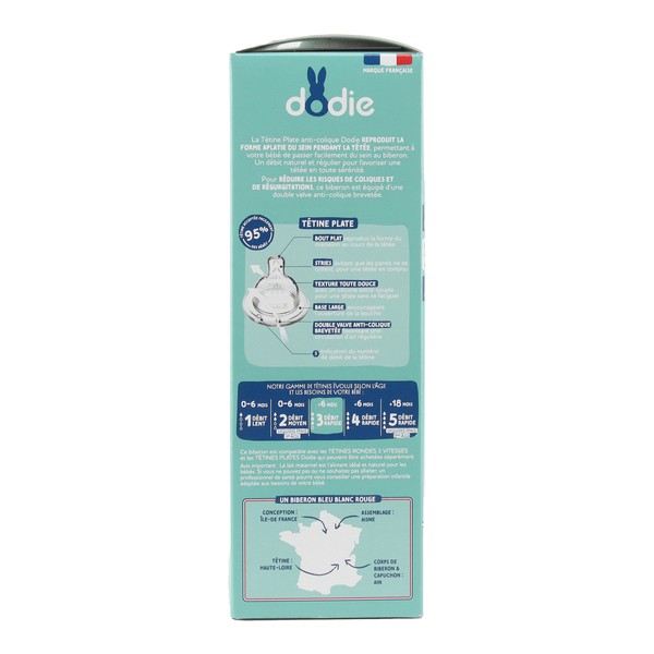 Dodie Biberon Tétine plate débit rapide 330 ml