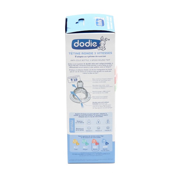 Dodie Tétine Initiation+ Col Large 0-6 Mois 3 Vitesses Silicone