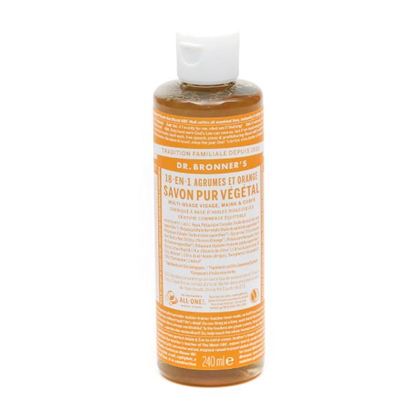 Dr Bronner’s Savon liquide Agrumes et orange Multi usages 18 en 1