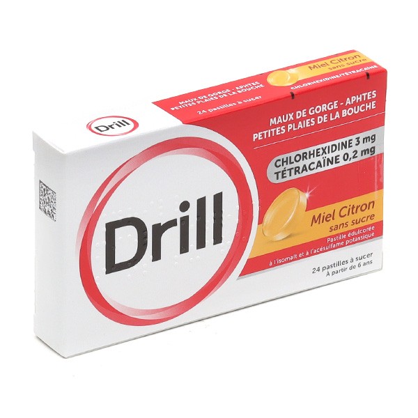 Drill Miel Citron sans sucre pastille à sucer