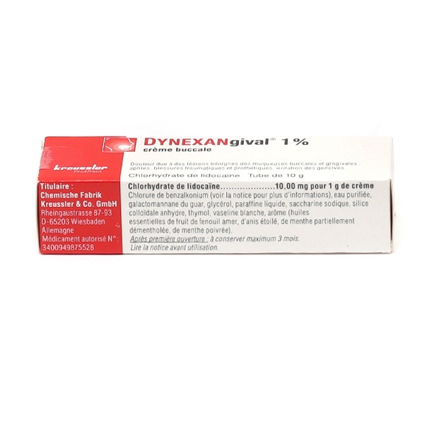 Dynexangival Crème buccale Lidocaïne - Aphtes - Plaies bouche