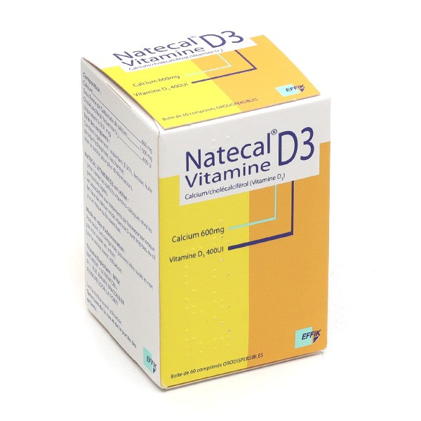 Natecal Vitamine D3 600 mg/ 400 UI comprimés orodispersibles