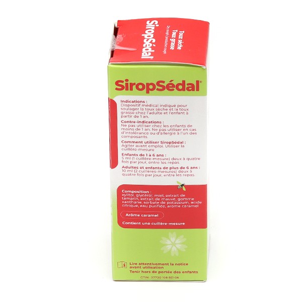 SiropSédal Sirop toux sèche et grasse à base de plantes - Miel, mauve