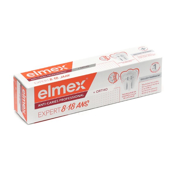 Dentifrice Elmex Anti-Caries Professional + Ortho Expert 8-18 ans