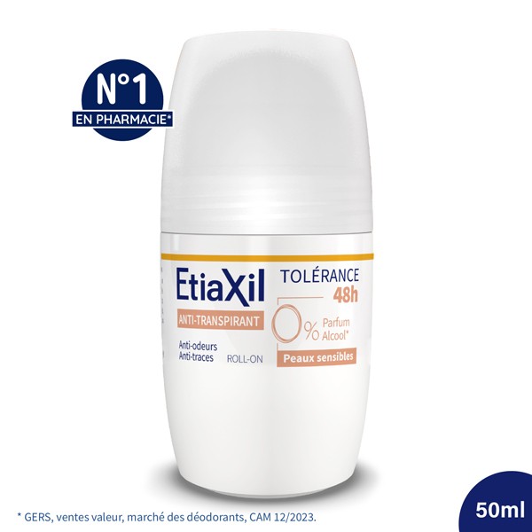Etiaxil Anti transpirant Tolérance 48h rollon Déodorant Peau sensible