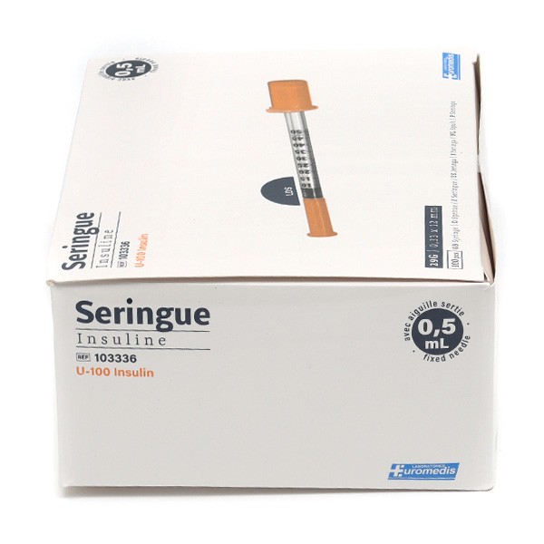 Seringue à insuline avec aiguille 29 G x 100