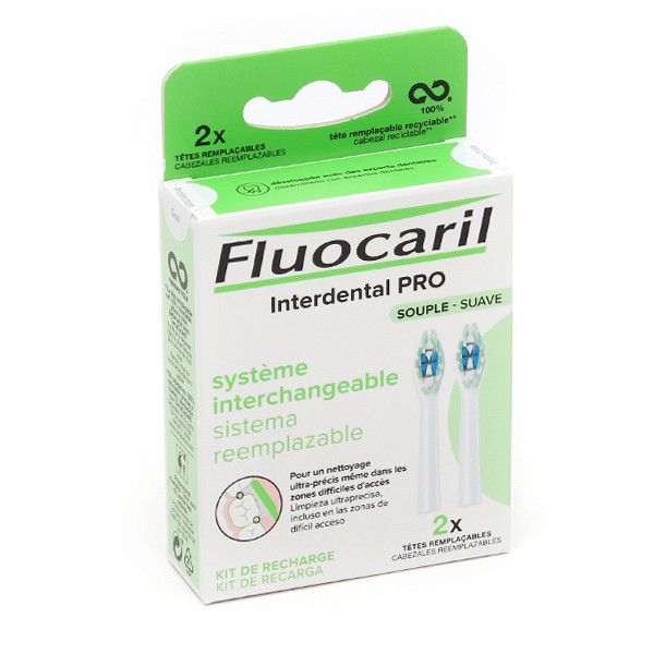 Fluocaril Interdental Pro recharge deux têtes de brosse à dents