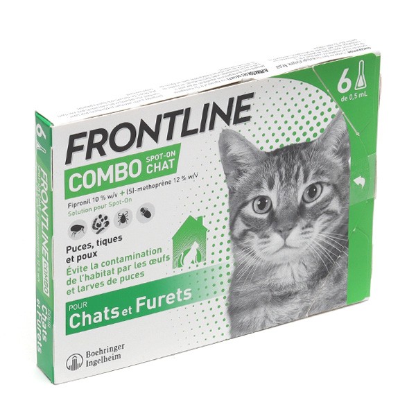 FRONTLINE Combo Chat - Anti Puces, Tiques & Poux - Contre Larves & Oeufs -  Elimine & Tue - Protège