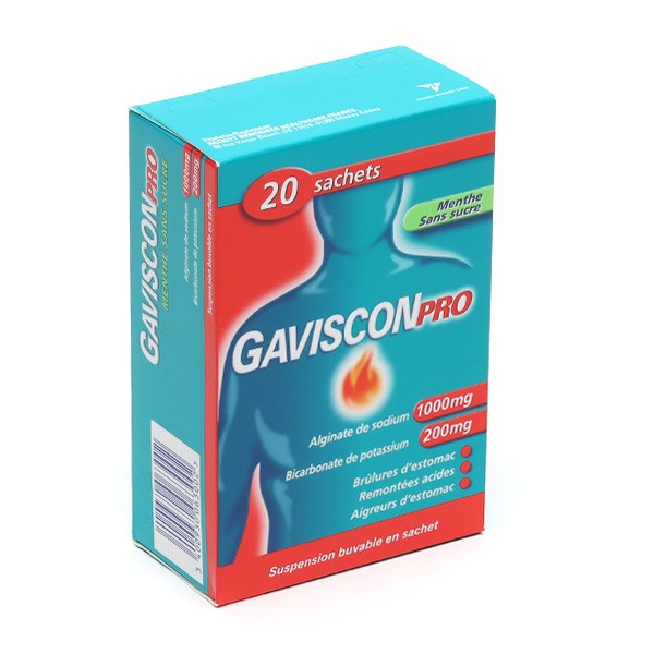 Gaviscon Pro menthe sans sucre stick Medicament Brulure estomac