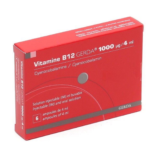 Vitamine B12 Gerda 1000 - Ampoule injectable ou buvable en pharmacie