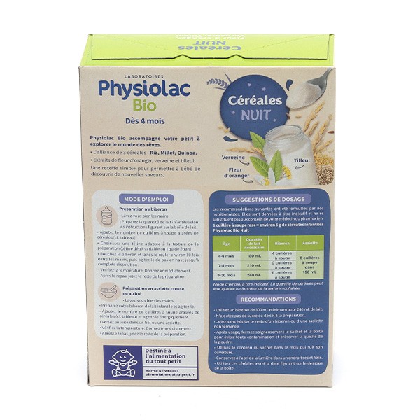 PHYSIOLAC BIO - Céréales Légumes Bio - Dès 4 mois, 200g