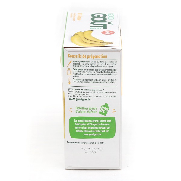 Good Goût compote Banane bio en gourde Dessert Bébé dès 4 mois