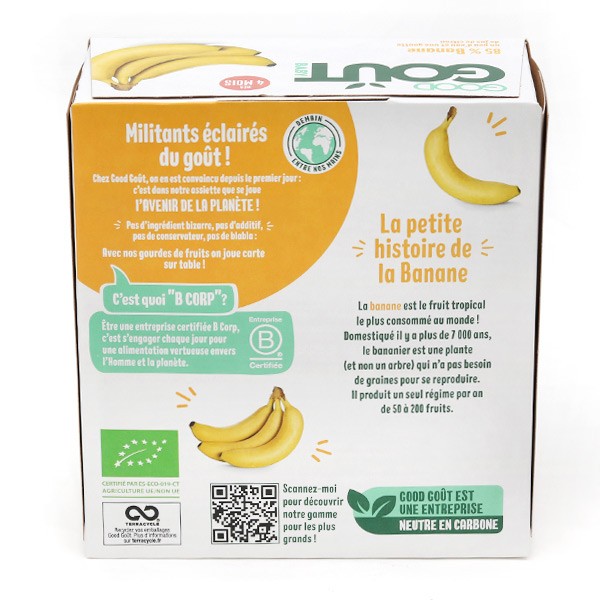 Good Goût compote Banane bio en gourde Dessert Bébé dès 4 mois