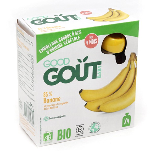 Good Goût compote Banane bio en gourde Dessert Bébé dès 4 mois