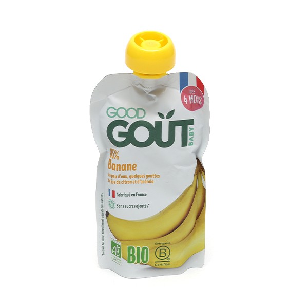 Good Goût compote Banane bio en gourde Dessert Bébé dès 4 mois