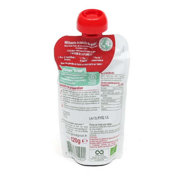 Good Gout Compote fraise banane bio Dessert bébé dès 4 mois