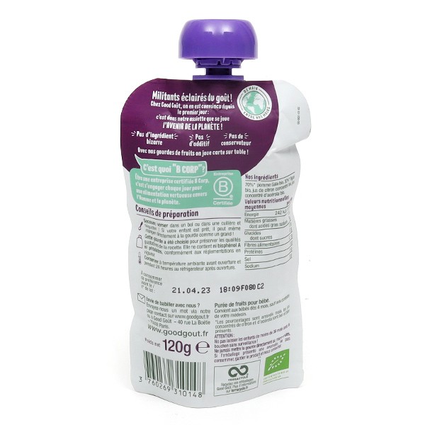 Good Goût compote pomme figue Bio Dessert Bébé dès 4 mois