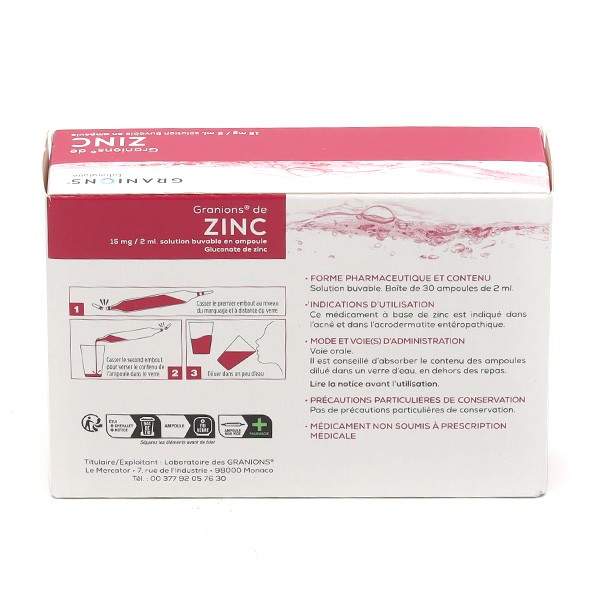 Granions de zinc ampoule Acné inflammatoire Peau saine