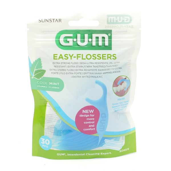 Gum Easy Flossers porte-fil dentaire ciré menthe x30