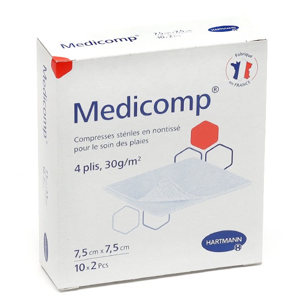 Medicomp compresse non tissée stérile 7,5x7,5cm
