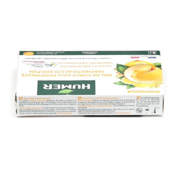Humer Mal de Gorge Aigu Pharyngite Miel Citron 20 pastilles