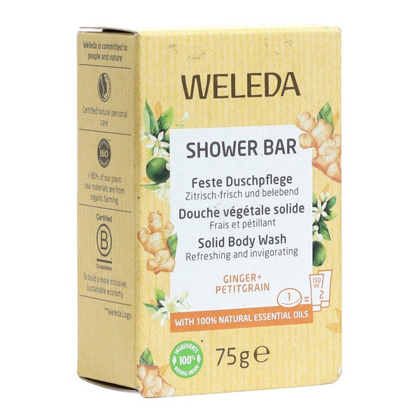 Weleda douche végétale solide Gingembre et Petit grain bio