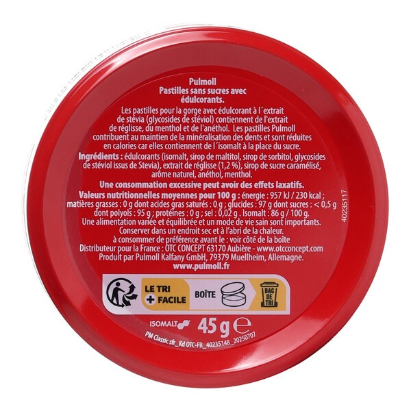Pulmoll Classic pastilles sans sucres