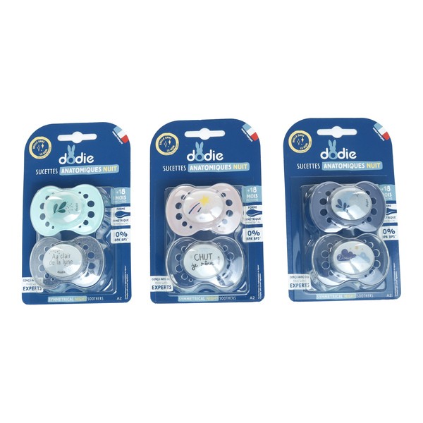 Dodie sucette anatomique silicone +18 mois Nuit