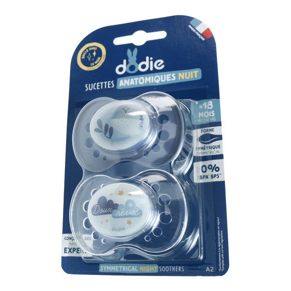 Dodie sucette anatomique silicone +18 mois Nuit