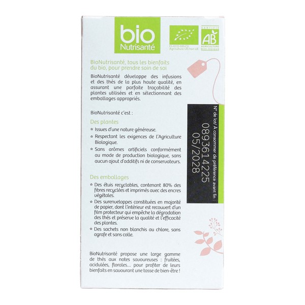 Bio Nutrisanté Thé blanc Jasmin Bien être sachets