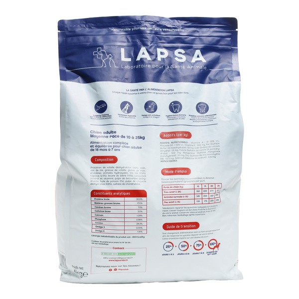 Lapsa Intégrale Croquette chien adulte 10-25 kg