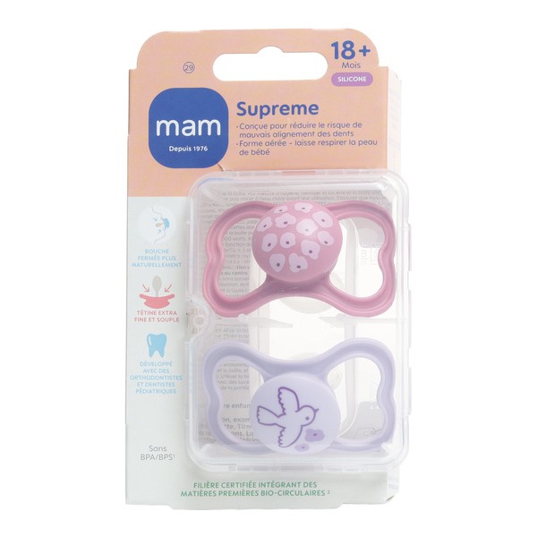 MAM Supreme Sucette anatomique silicone +18 mois