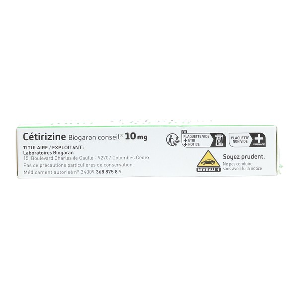 Cétirizine 10 mg comprimé Biogaran
