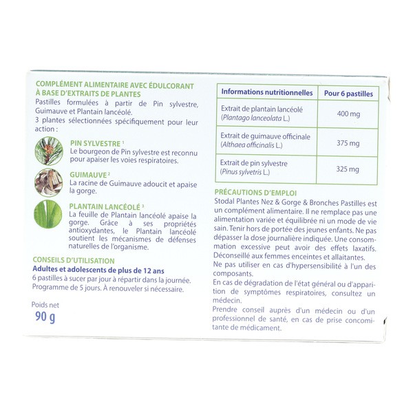 Stodal Plantes Nez gorge bronches pastilles fruits rouges