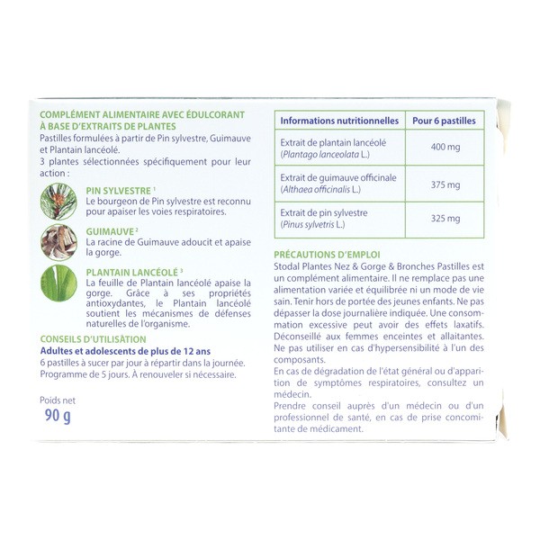 Stodal Plantes Nez gorge bronches pastilles citron