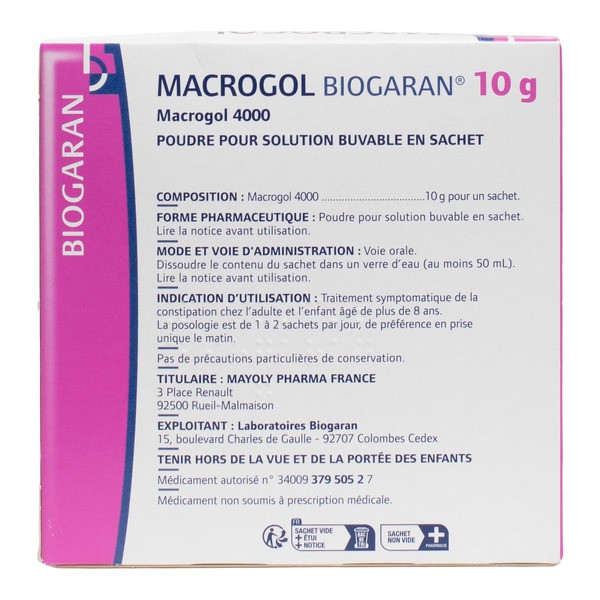 Macrogol 4000 sachet constipation