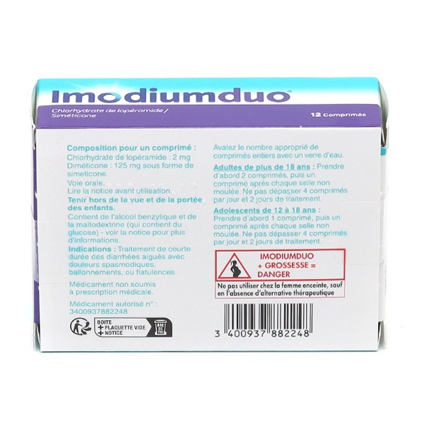 Imodium Duo comprimé - Médicament diarrhée + mal au ventre