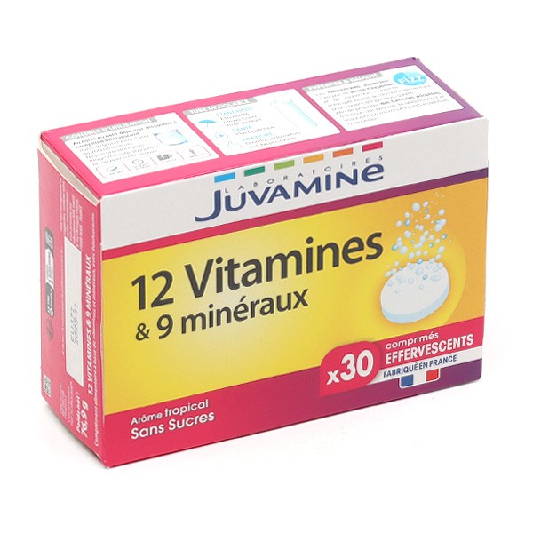 Juvamine 12 vitamines et 9 minéraux comprimés effervescents