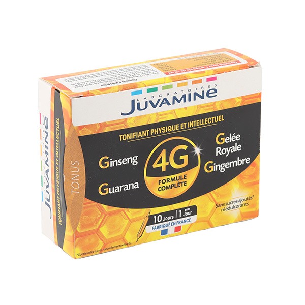 Juvamine 4G Ginseng Gelée Royale Guarana Gingembre ampoules