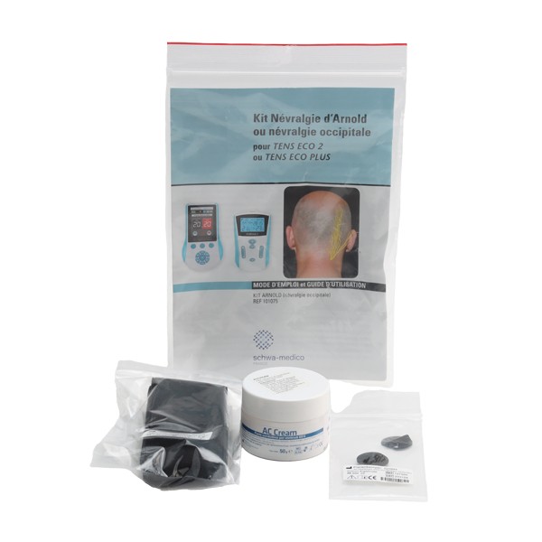 Kit névralgie d'Arnold pour neurostimulateur Tens Eco 2 Bandeau+2 Electrodes+Pâte