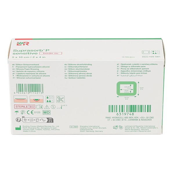 Lohmann Suprasorb P Sensitive Border lite pansement adhésif siliconé