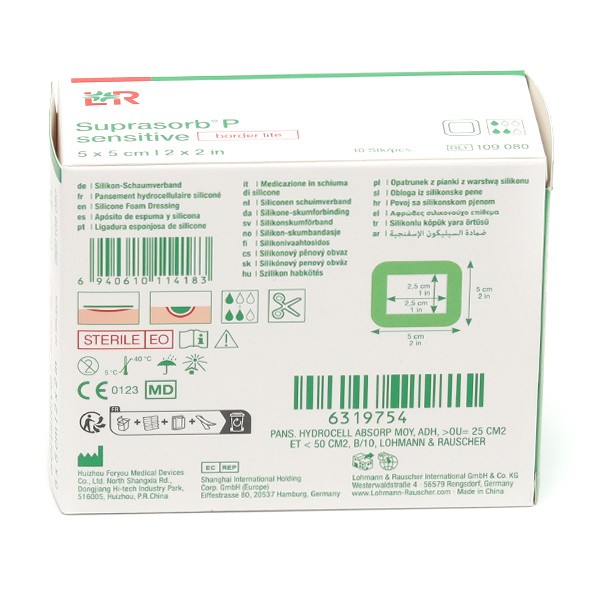 Lohmann Suprasorb P Sensitive Border lite pansement adhésif siliconé