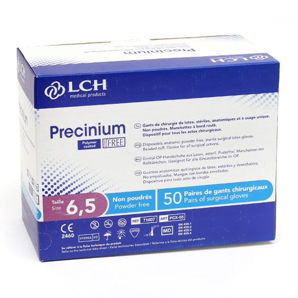 LCH Precinium gants latex non poudrés stériles 50 paires