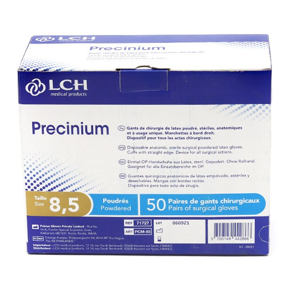 LCH Precinium gants latex poudrés stériles 50 paires