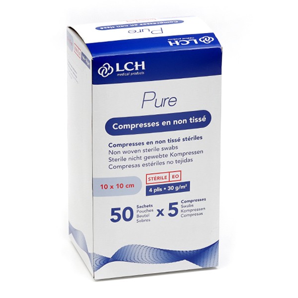 LCH Pure compresse non tissée stérile 10 x 10 cm