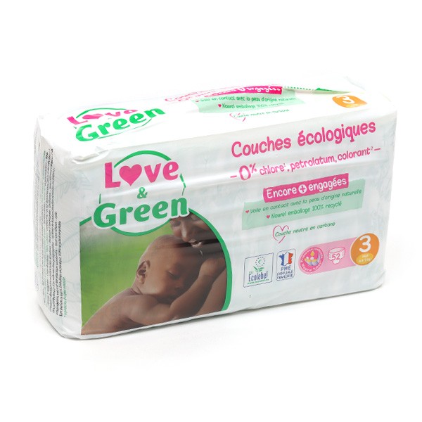 Love and Green Couches écologiques pour bébé sans chlore ni colorant