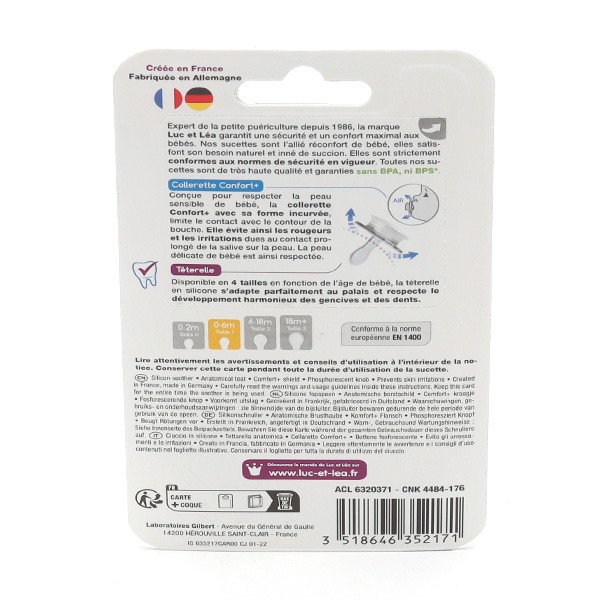 LUC ET LEA - Sucette Silicone +6 Mois LAPIN Spécial Allaitement - Pharmacie  Veau