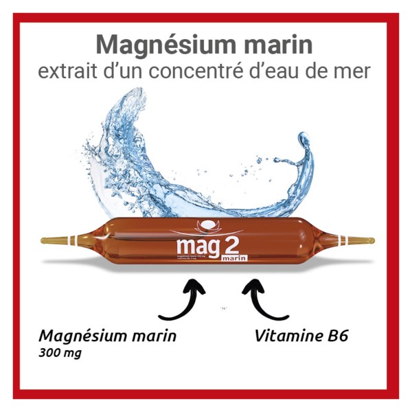 Mag 2 Marin 30 ampoules Magnésium contre la fatigue