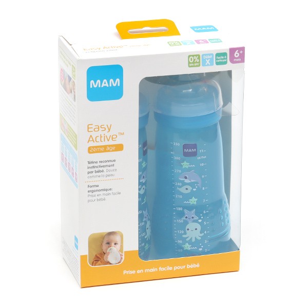 MAM - Biberon Easy Active 6+ mois (330 ml) Rose – Biberon avec tétine en  silicone débit X vitesse ultra-rapide – Biberon pour bébé avec fermeture
